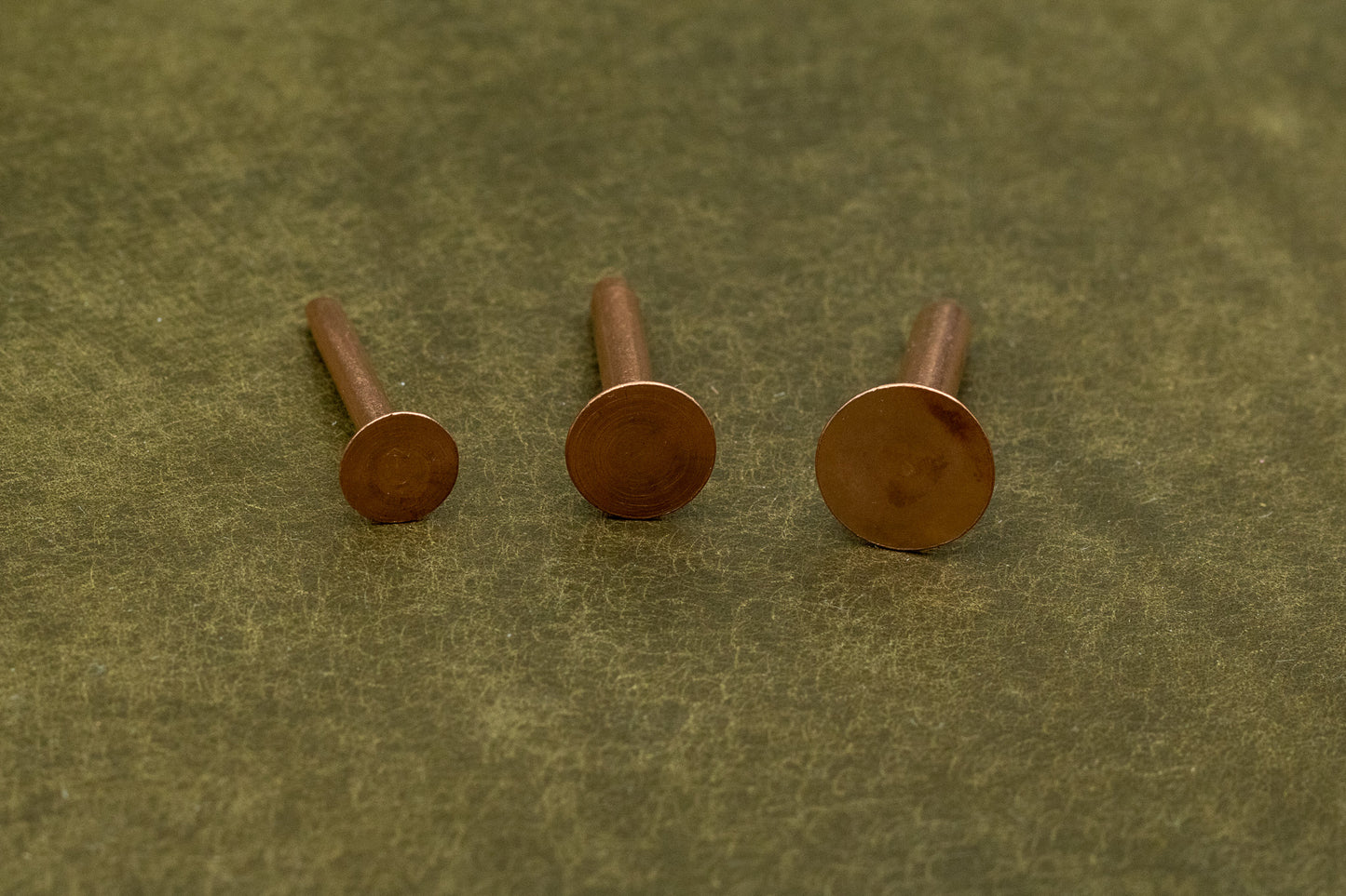 Copper rivets from the back