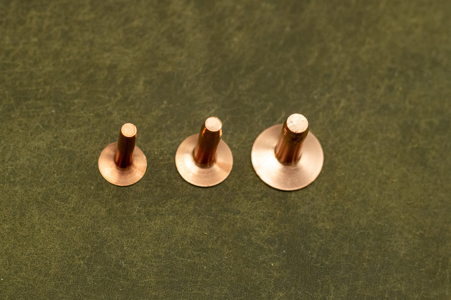 Copper rivets from above