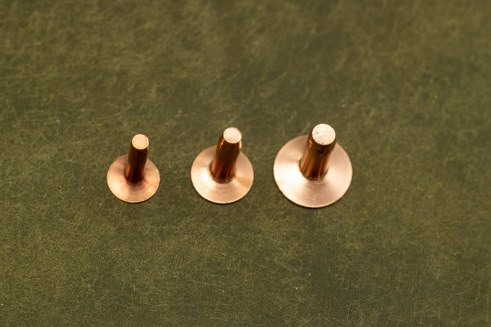 Copper rivets from above
